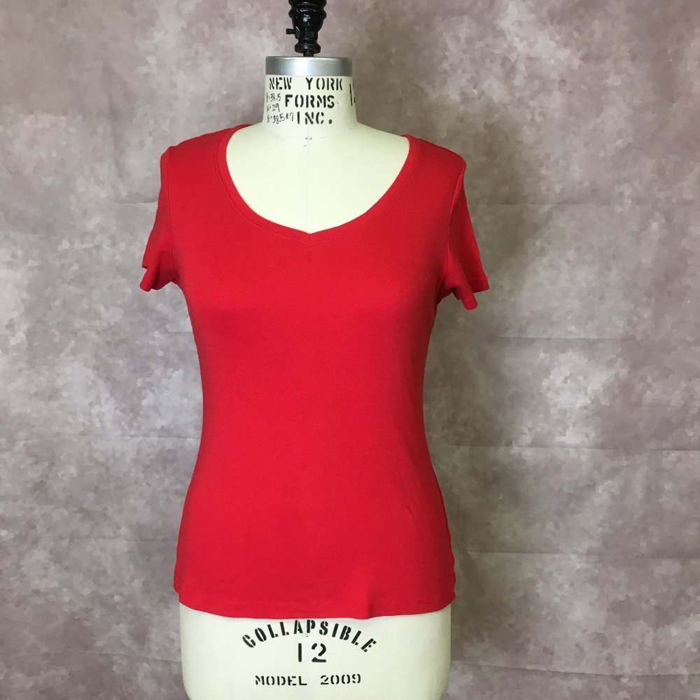 Nice Wide V-Neck Red T Shirt
